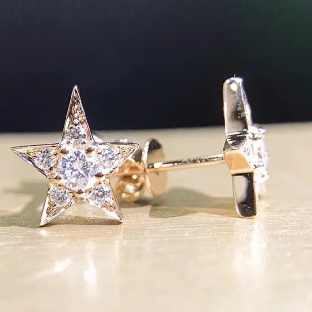 Gold Star Diamond Earrings